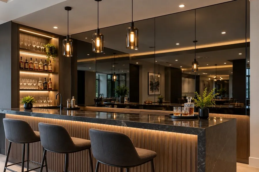 Gray Mirror (Contemporary Smoked Reflection, Sophisticated Interior Applications) — mirror installation