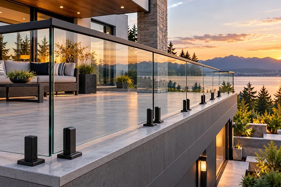 Spigot Glass Railing System (Sleek Design, Minimal Visual Obstruction) — installed glass railing